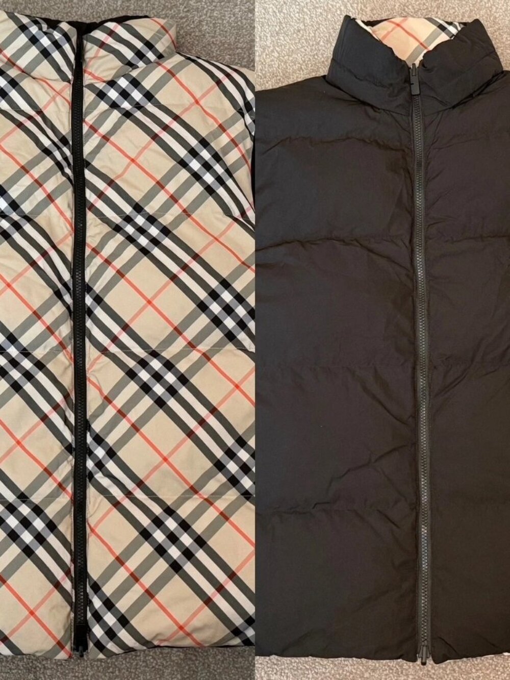 Burberry Reversible Check Puffer Gilet sand beige sz XL